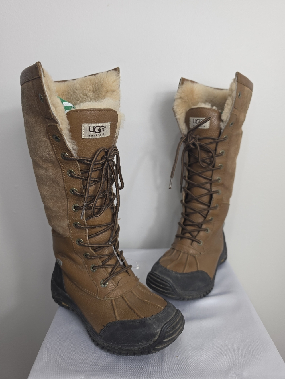 UGG Women's Tall Brown Shearling-Lined Lace-Up Winter Boots